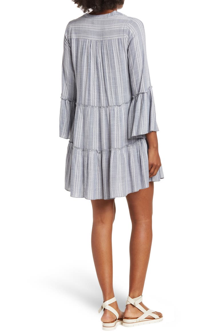 Printed Tiered A-Line Dress, Alternate, color, DENIM
