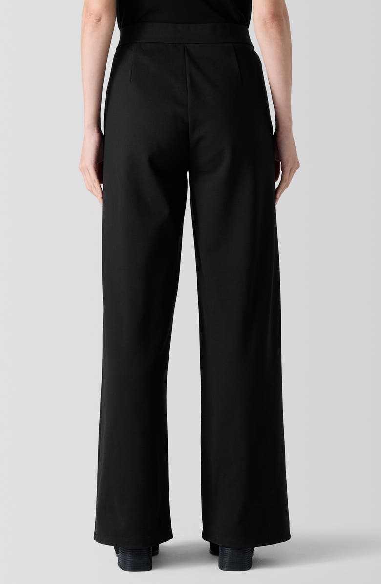 Eileen Fisher Flex Pintuck Double Knit Ponte Wide Leg Pants, Alternate, color, Black