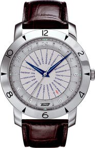 Tissot Heritage Navigator Automatic Leather Strap Watch, 43mm