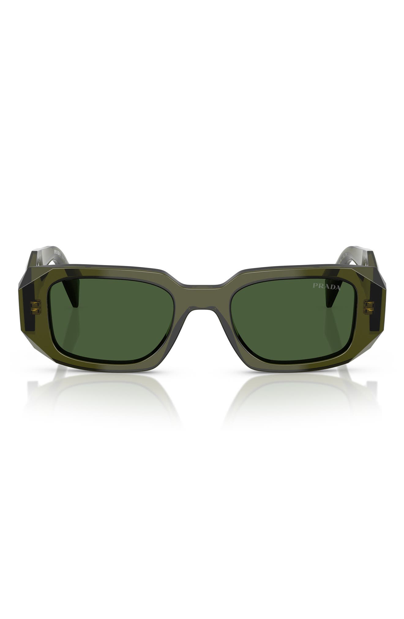 Prada Runway 49mm Rectangular Sunglasses In Dark Green