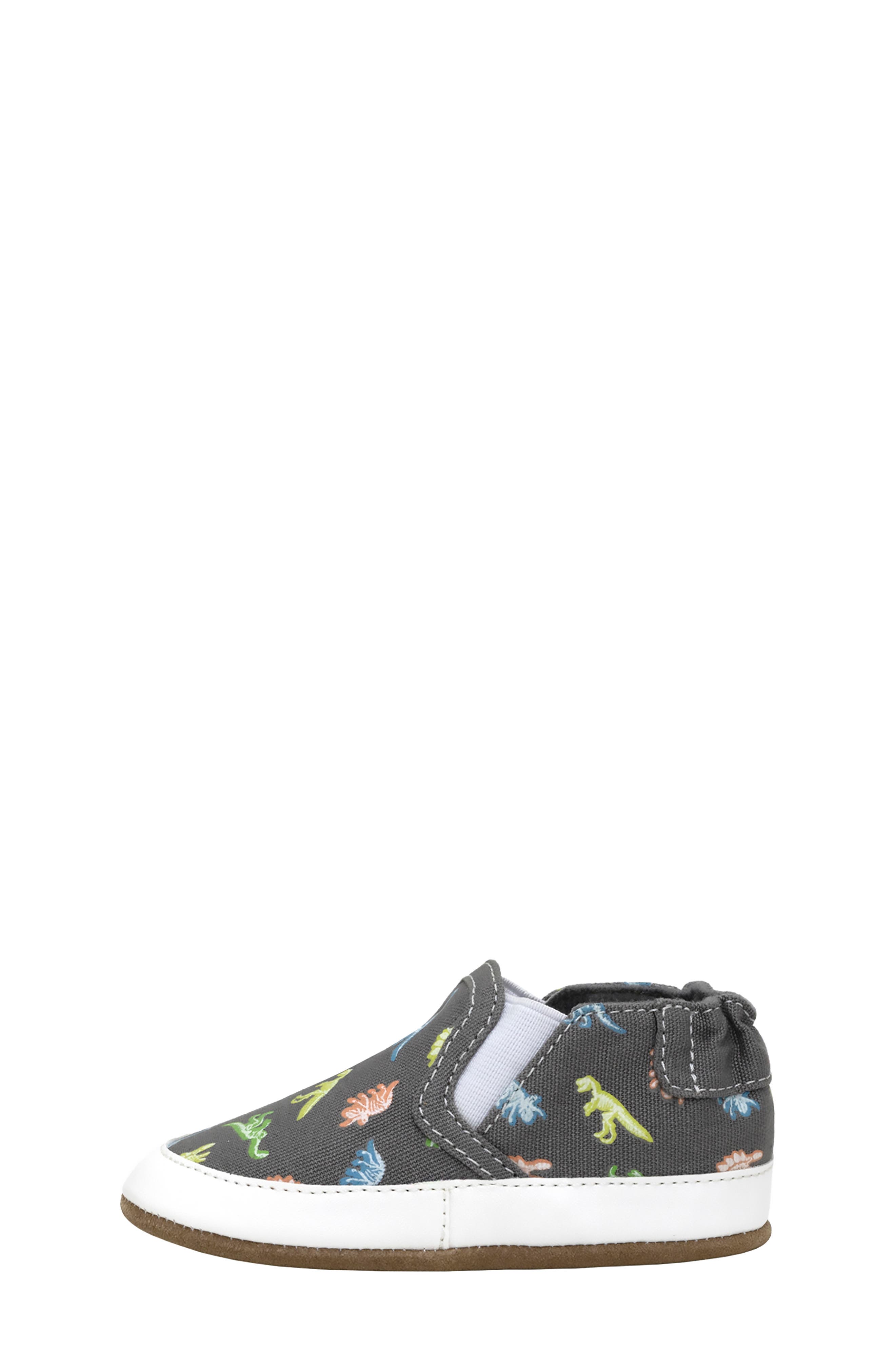 Kids' Glowing Dinos Crib Shoe, Alternate, color, CHARCOAL