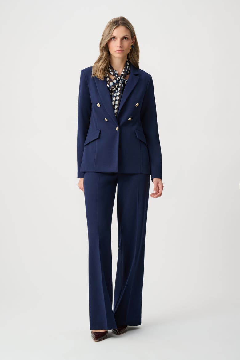 Scuba Crepe Fitted Blazer, Alternate, color, Indigo