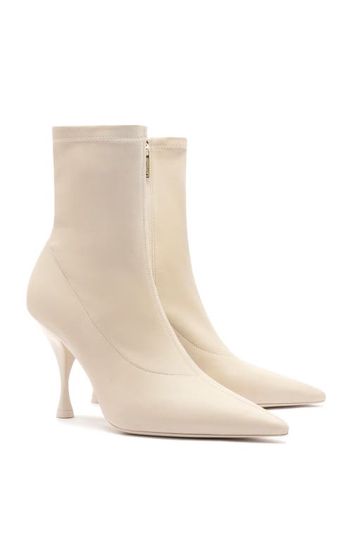 Larroude Georgia Stretch Leather Ankle Boots In Off White