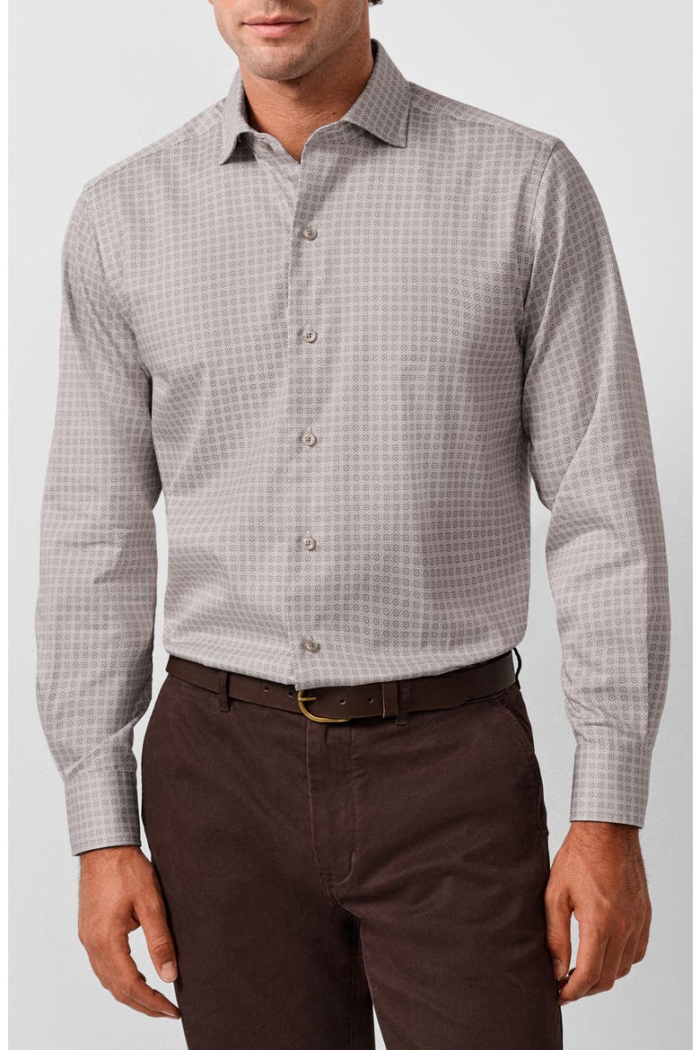 Geometric Sport Shirt, Main, color, OLIVE/ MULTI