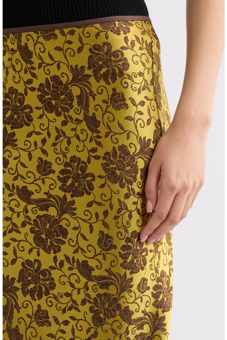 Sati Floral Satin Midi Skirt, Alternate, color, OCRA