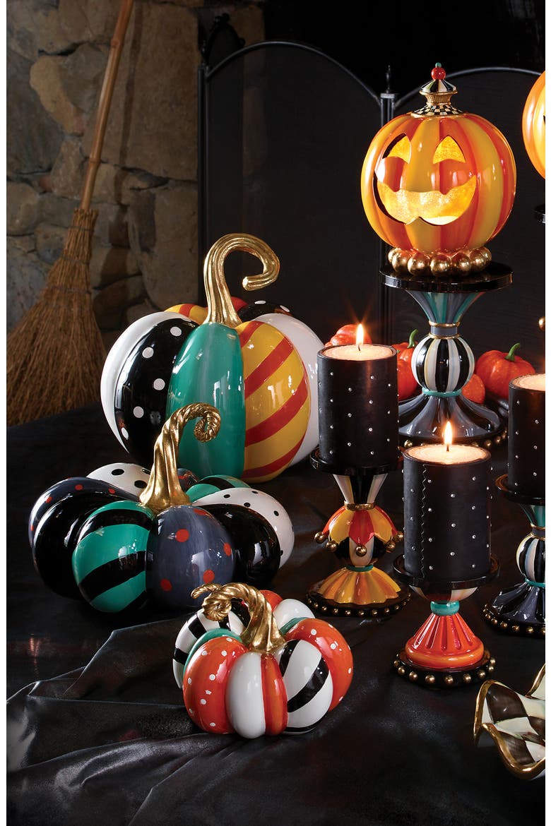 Patchwork Spice Mini Pumpkin Ornament, Alternate, color, ORANGE