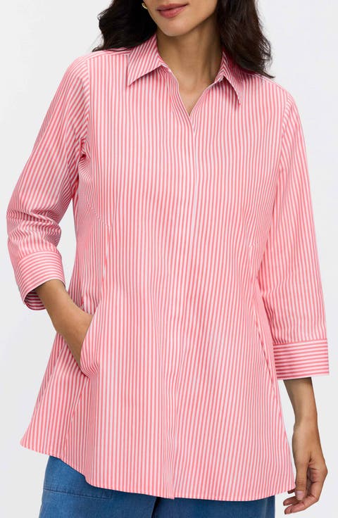 Cici Stripe Cotton Tunic Shirt