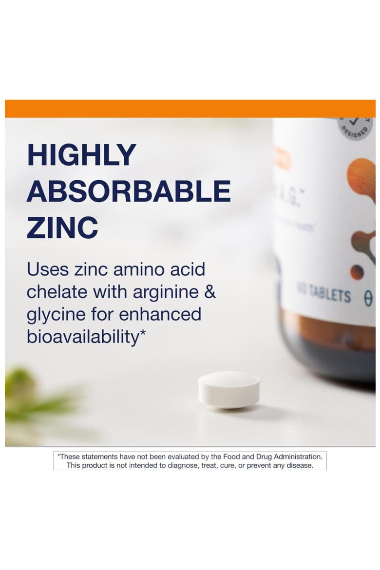 Zinc A.G. Highly Absorbable Immune Support Supplement 60 Tablets, Alternate, color, None