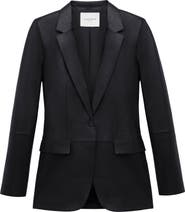Lafayette 148 New York Lambskin Leather Blazer