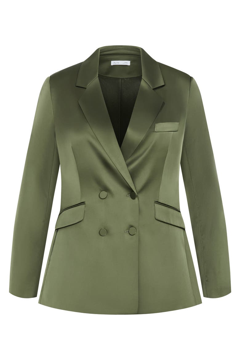Rylie Satin Double Breasted Blazer, Alternate, color, OLIVE