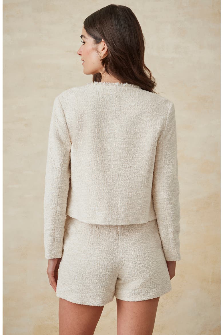 Berry Bouclé Collarless Jacket, Alternate, color, CREAMY SAND