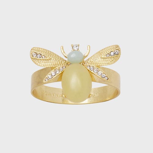 Joanna Buchanan Etched Wing Bug Skinny Lemon Jasper Napkin Rings, Set Of 4 In Gold