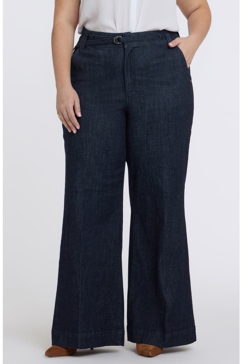 Mia Belted High Waist Palazzo Flare Jeans, Main, color, RINSE