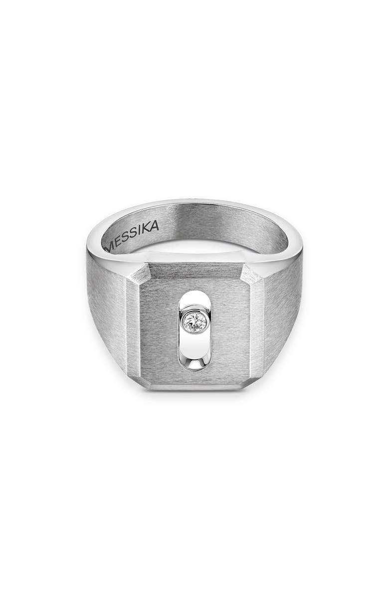 Messika Move Joaillerie Diamond Signet Ring, Alternate, color, Titanium