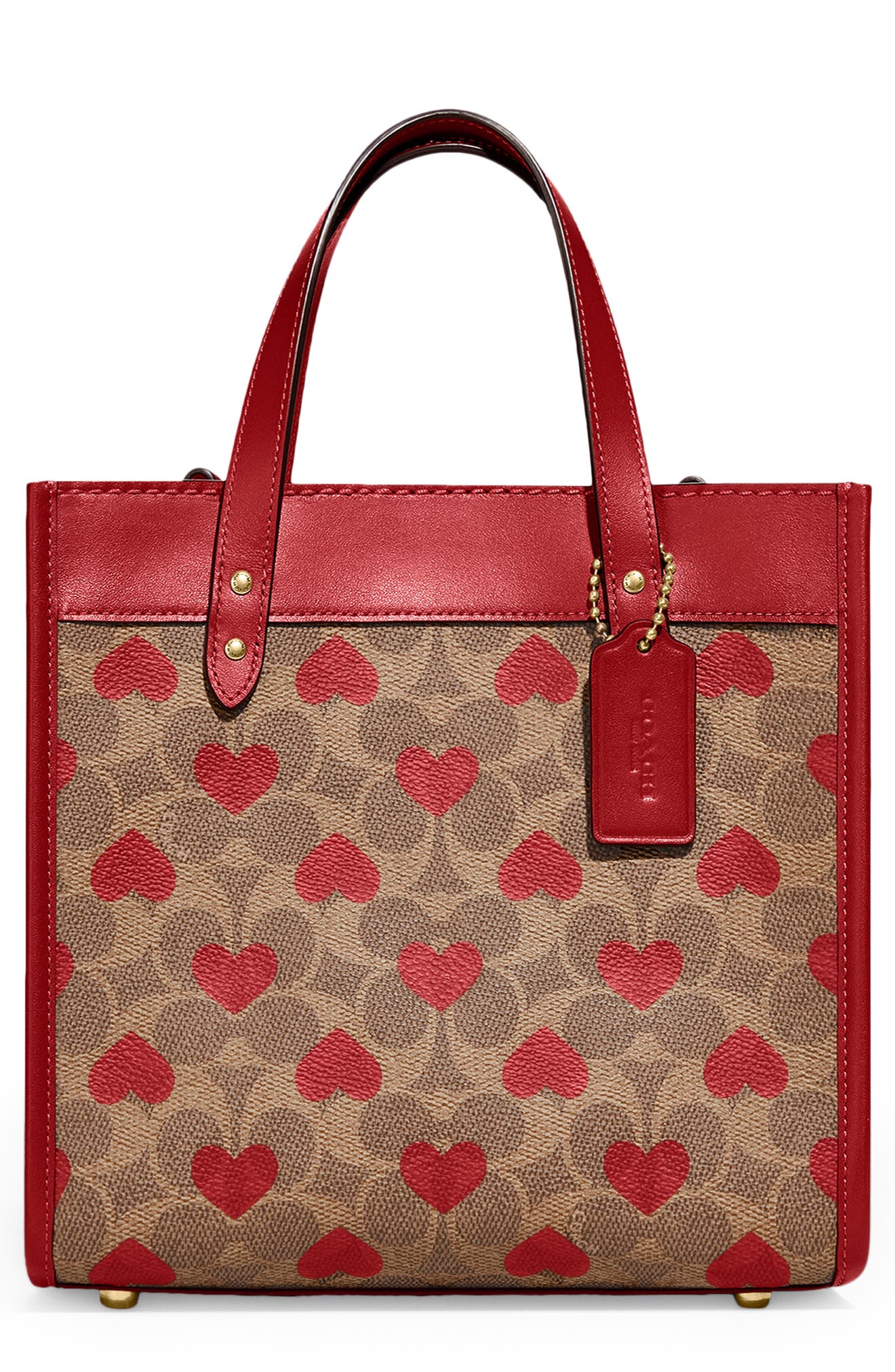 COACH Signature Coated Canvas & Hearts Field Tote, Main, color, 