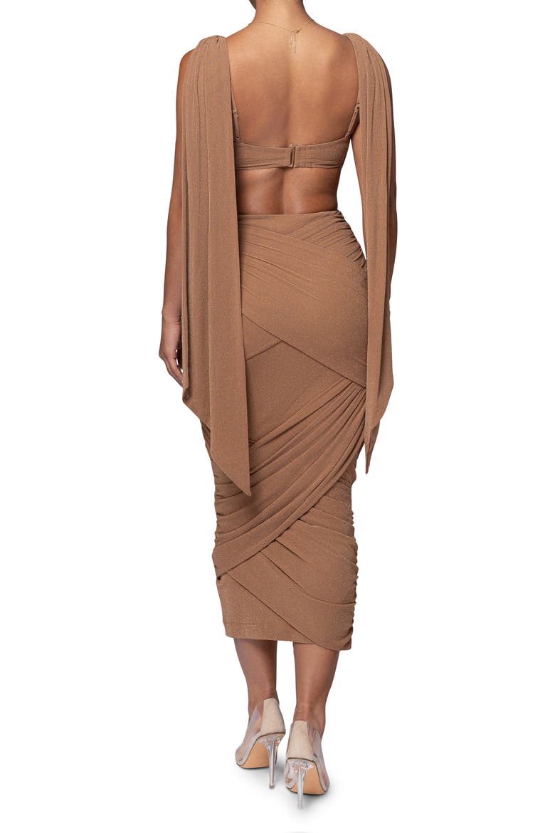 Divine Drape Sleeveless Dress, Alternate, color, BROWN