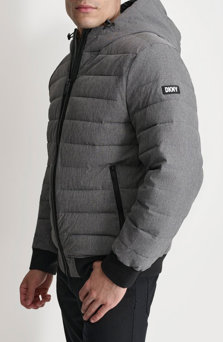 DKNY Zip Front Quilted Jacket, Alternate, color, Heather Grey