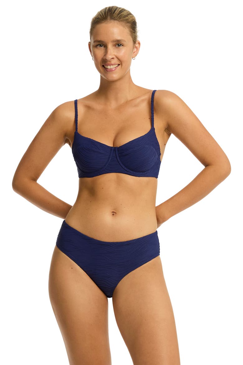 De Soleil Mid Bikini Bottoms, Alternate, color, FRENCH NAVY