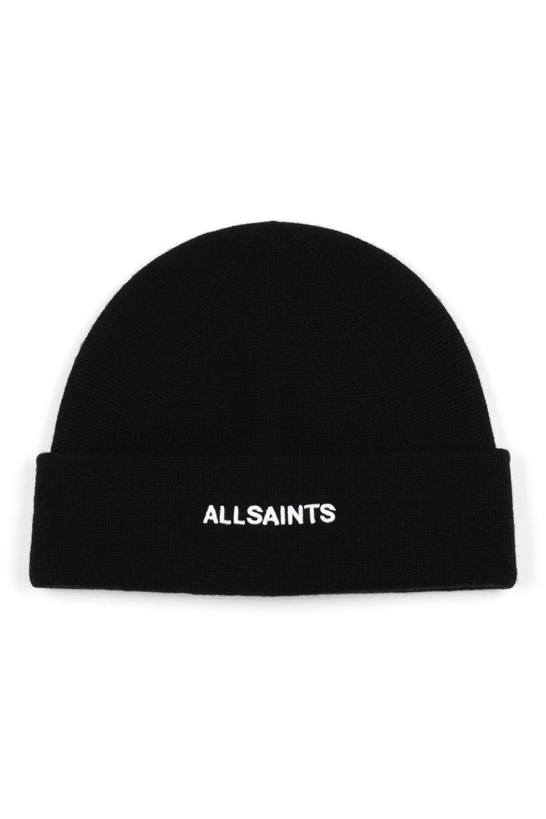 Embroidered Logo Beanie, Main, color, BLACK