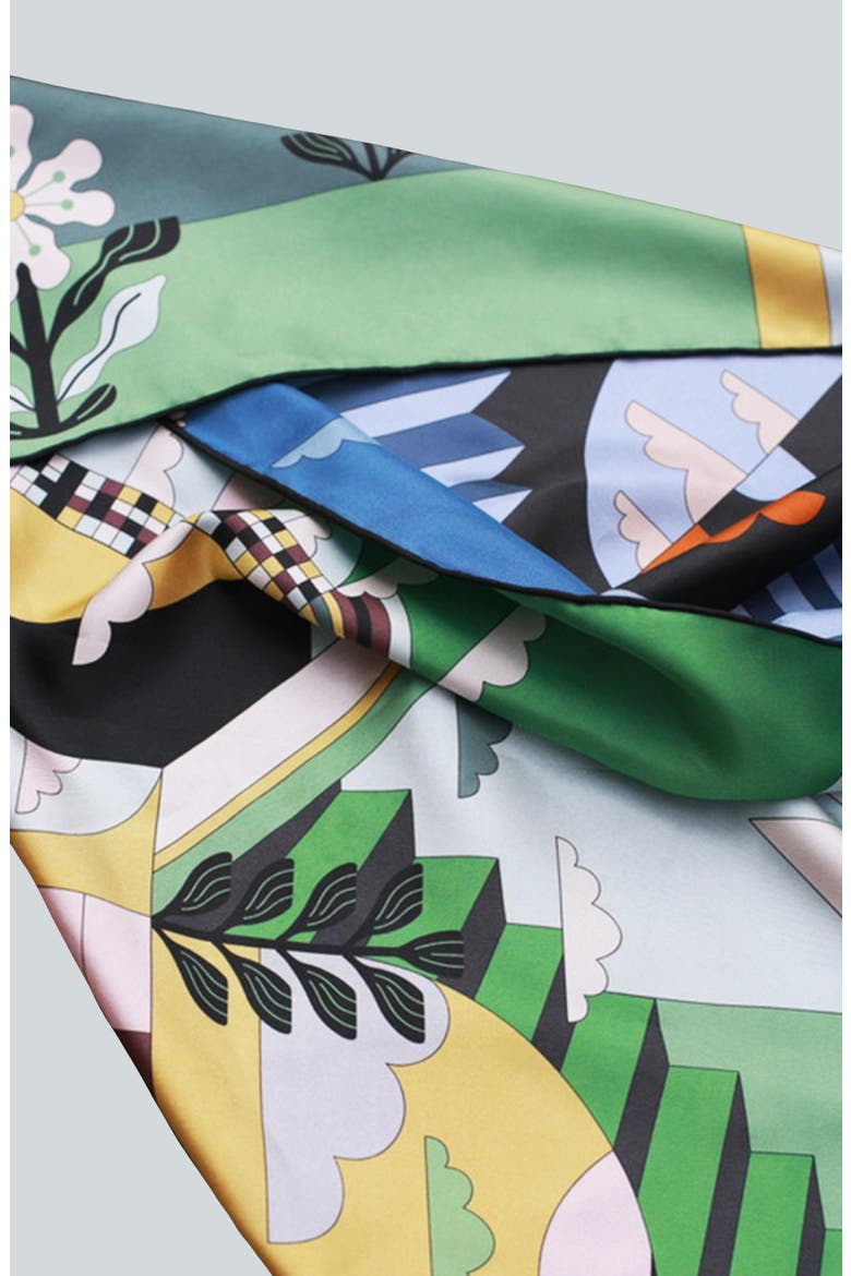Double Sided Silk Scarf Of Imagination, Alternate, color, Green
