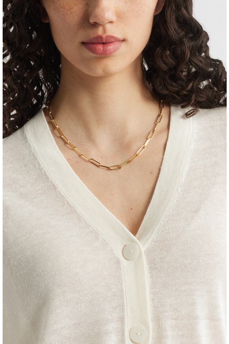 Demi Fine Paper Clip Necklace, Alternate, color, 14K GOLD PLATED