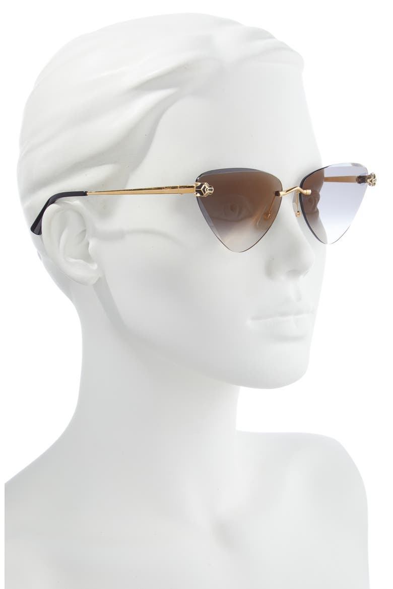62mm Gradient Oversize Cat Eye Sunglasses, Alternate, color, GOLD