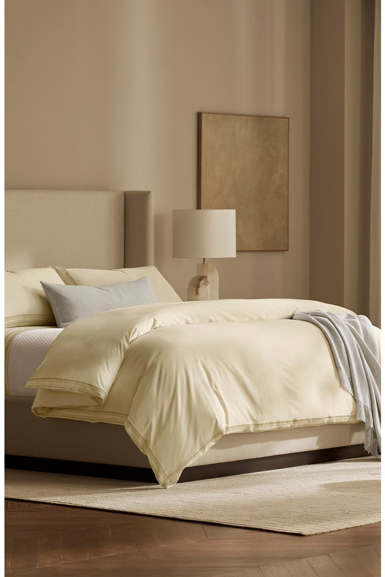 Signature Ladder Stitch Duvet Cover & Shams Set, Alternate, color, CREAM/ SAND