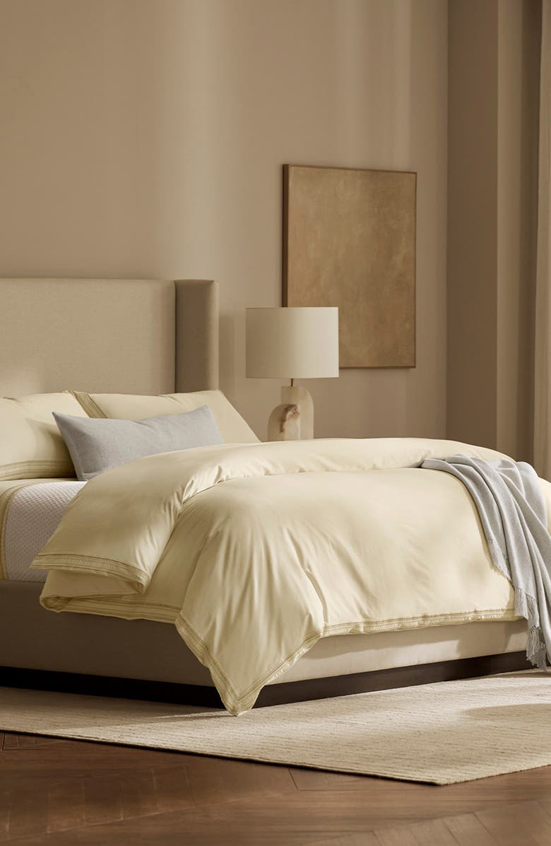 Boll & Branch Signature Ladder Stitch Duvet Cover & Shams Set, Alternate, color, Cream/ Sand