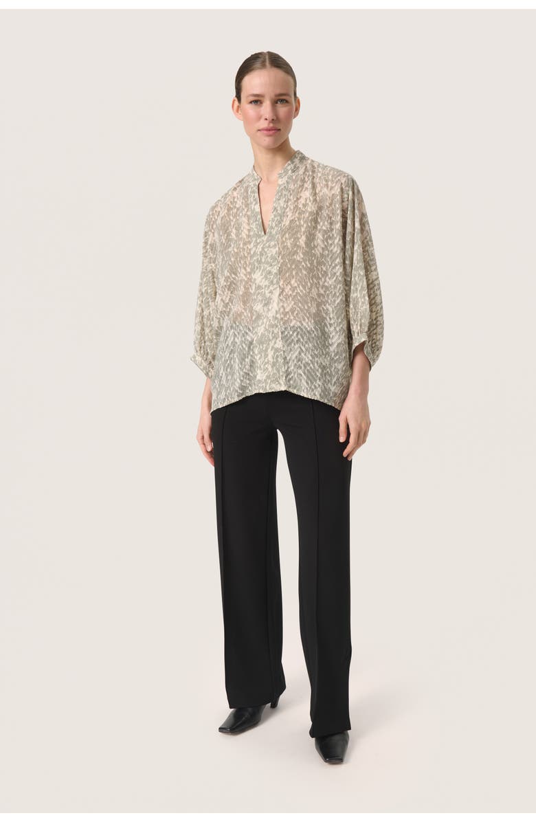 Soaked in Luxury SLOsaka Notch Neck Cropped Sleeve Blouse, Alternate, color, Shadow Drop Print
