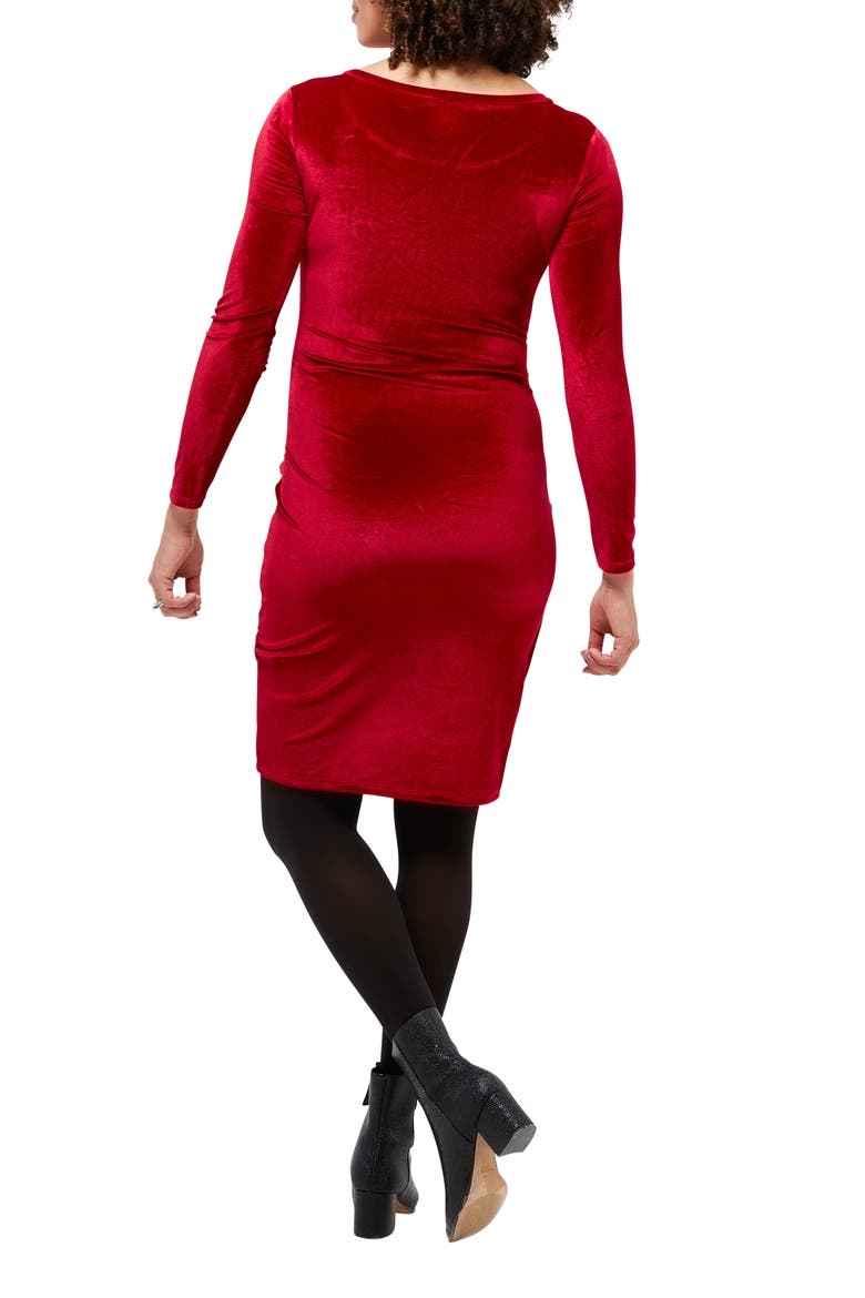 Clio Long Sleeve Maternity Dress, Alternate, color, RUBY VELVET
