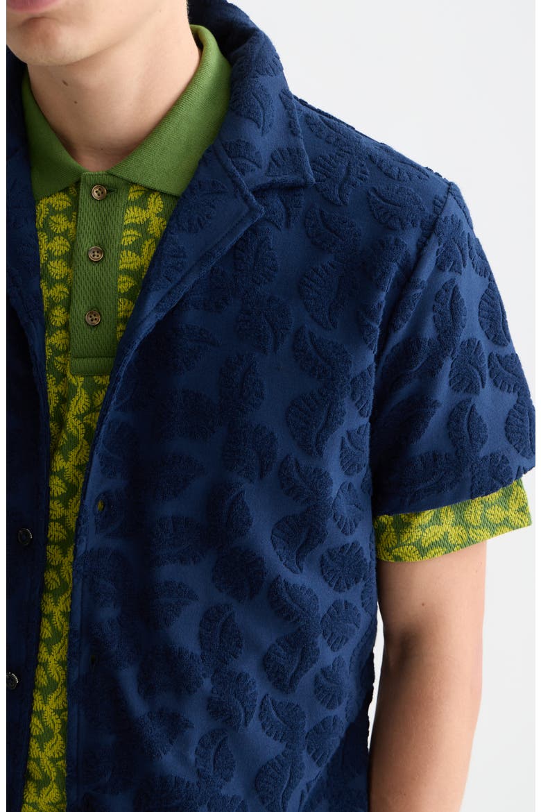 Relaxed Fit Print Short Sleeve Button-Up Shirt, Alternate, color, PAGEANT BLUE