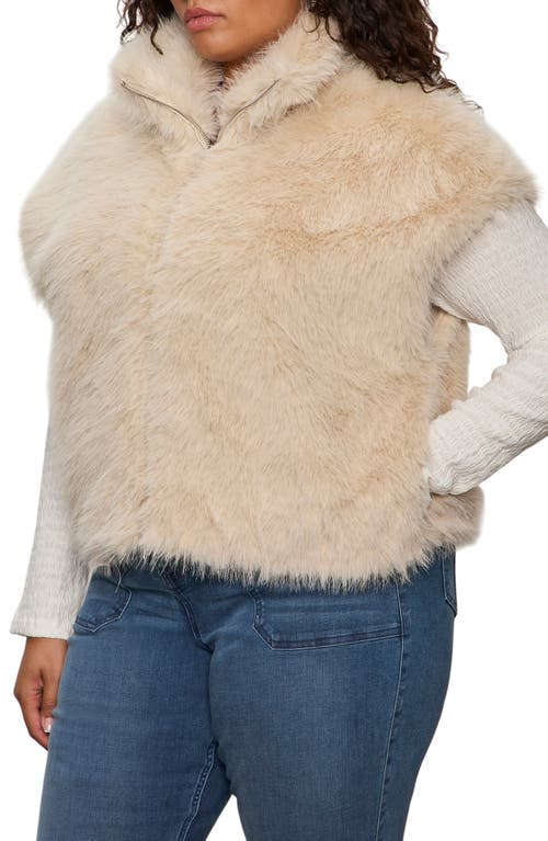 Sanctuary Silky Faux Fur Vest In Nude