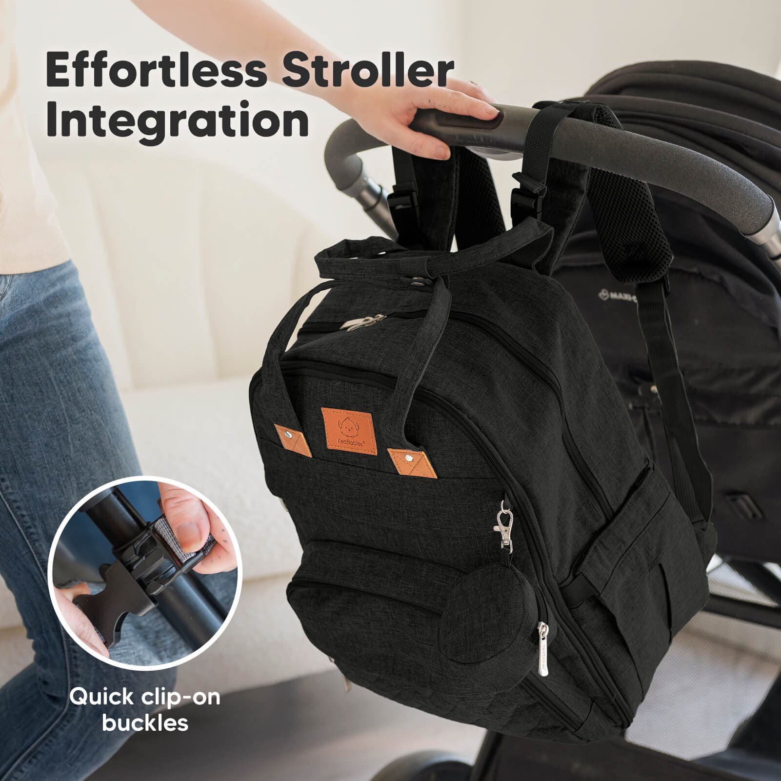 KeaBabies Rove Diaper Bag, Alternate, color, Trendy Black