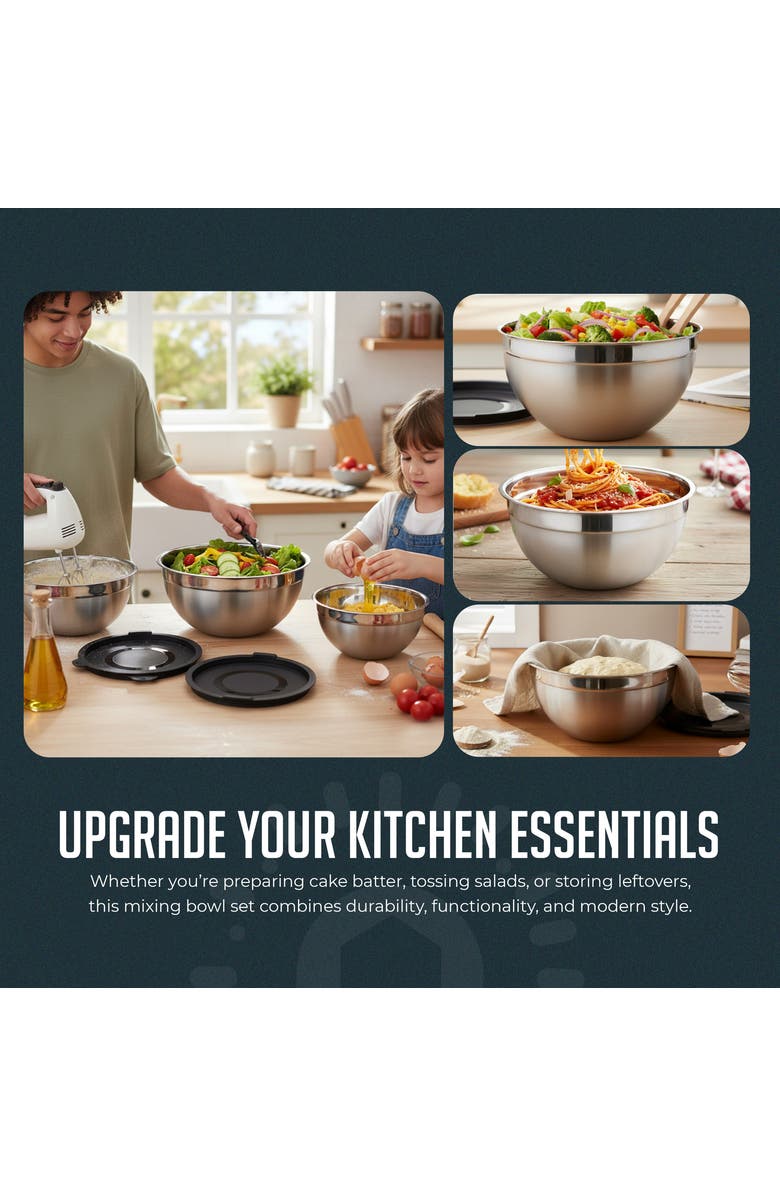 Luminuxe Durable Stainless Steel Nesting Mixing Bowl Set 3-Piece, Alternate, color, 