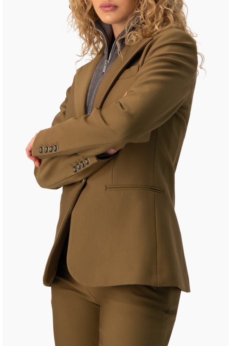 Classic Lapel Single-Button Fitted Tailored Blazer, Alternate, color, Olive Green