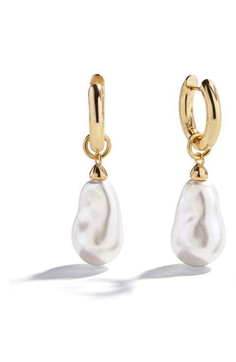 Teagan Faux Pearl Huggie Earrings