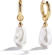 BaubleBar Teagan Faux Pearl Huggie Earrings