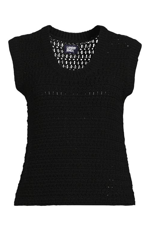 Lands' End Blend Texture U Neck Vest Sweater In Black