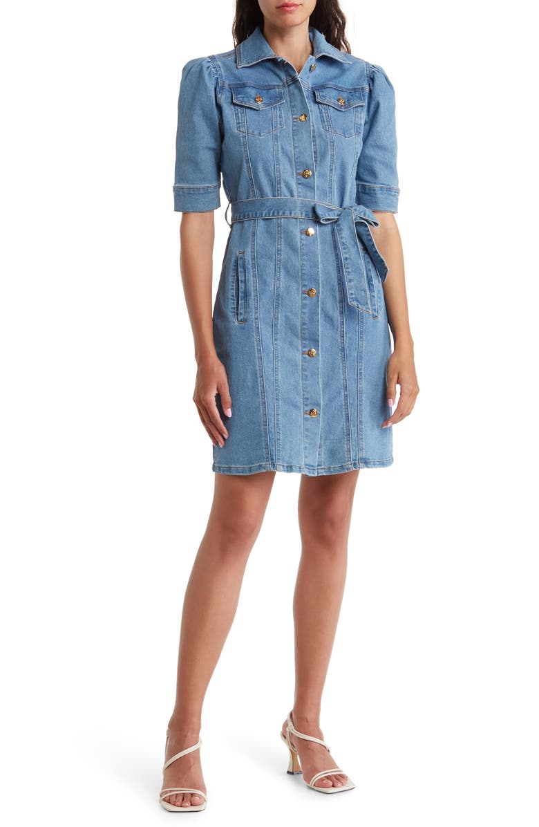 Nanette Lepore Short Sleeve Denim Shirtdress, Main, color,