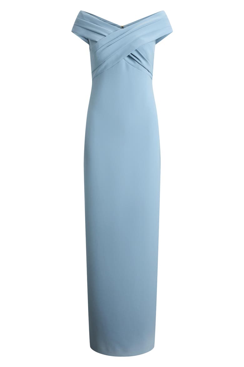 Irene Off the Shoulder Polished Crepe Gown, Alternate, color, BLUE NOTE