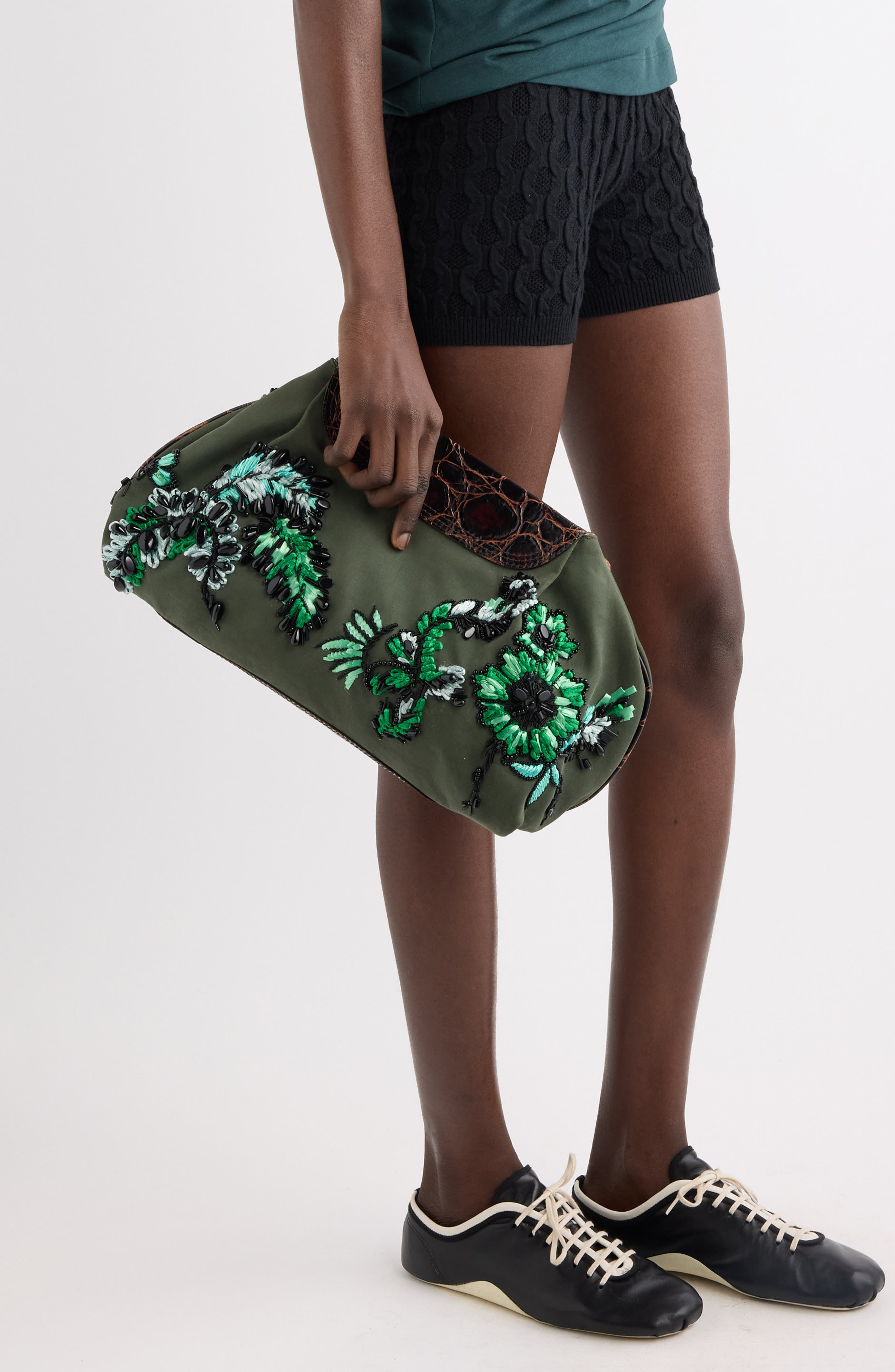 Dries Van Noten Embroidered Crossbody Bag, Alternate, color, 605 Bottle