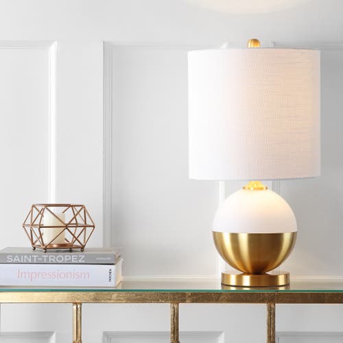 Jonathan Y Carr 23.5" Ceramic/metal Led Table Lamp, White/brass In White/brass