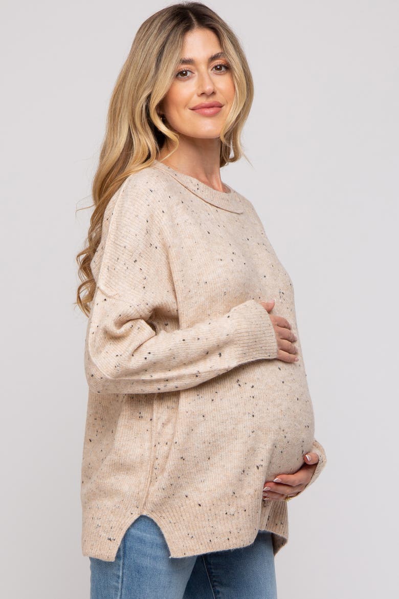 Speckled Knit Sweater, Alternate, color, Beige
