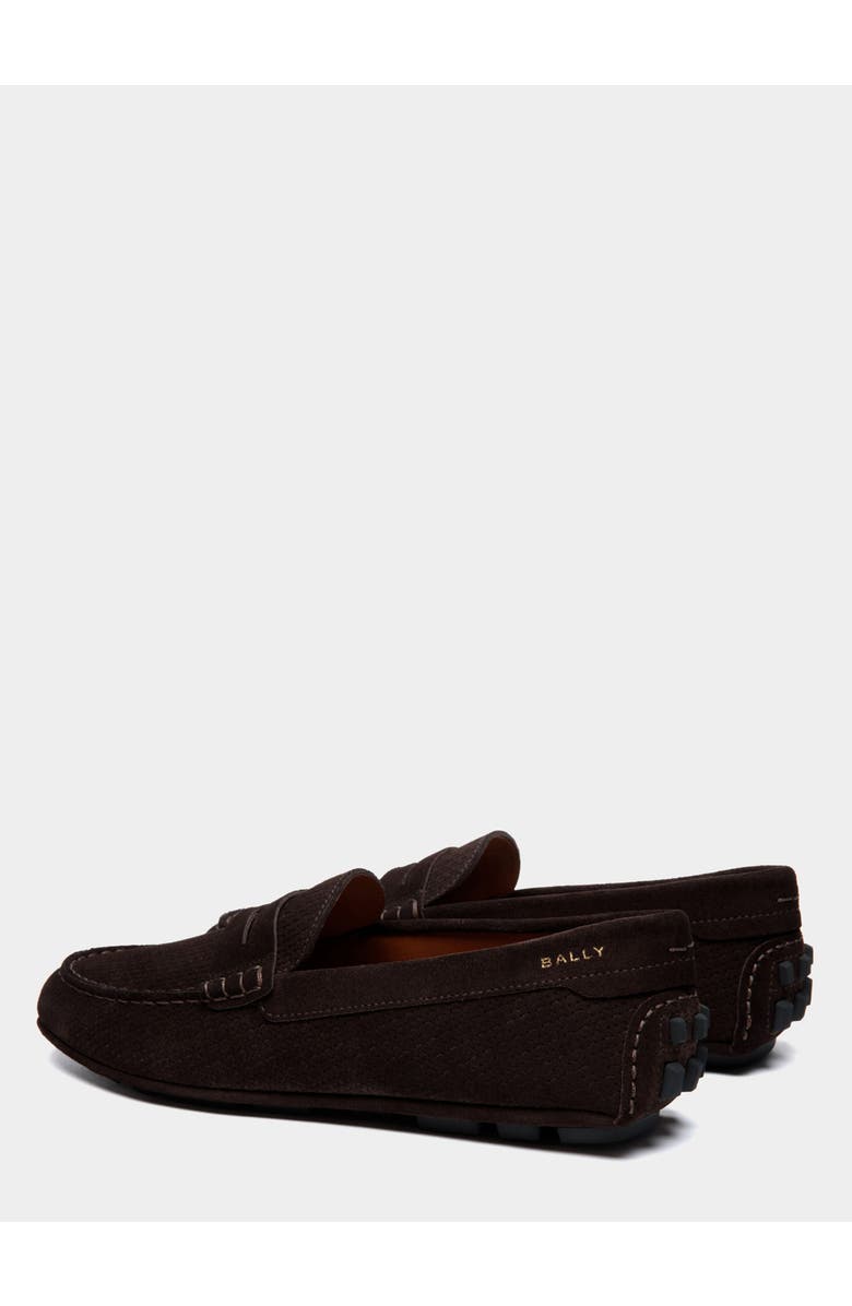 Bally Kerbs Driver in Embossed Suede, Alternate, color, Ebano 21