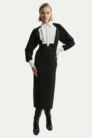 Karen Millen Twill Collared Woven Midi Dress