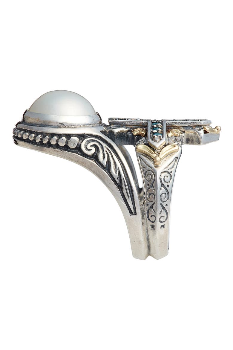 Thalia Blue Cross Pearl Ring, Alternate, color, SILVER/ PEARL