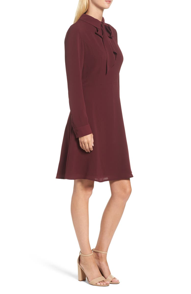 Maggy London Crepe Bow Fit & Flare Dress, Alternate, color, 