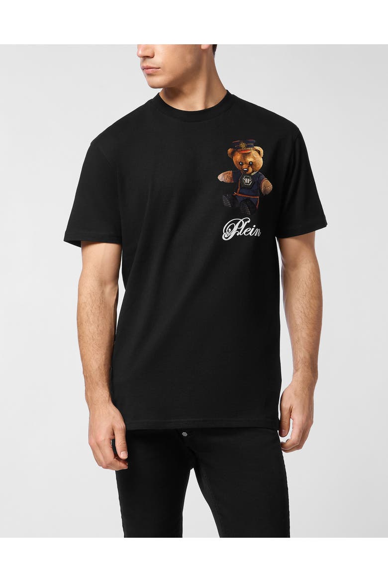 T-Shirt Round Neck Ss Teddy Men, Main, color, black