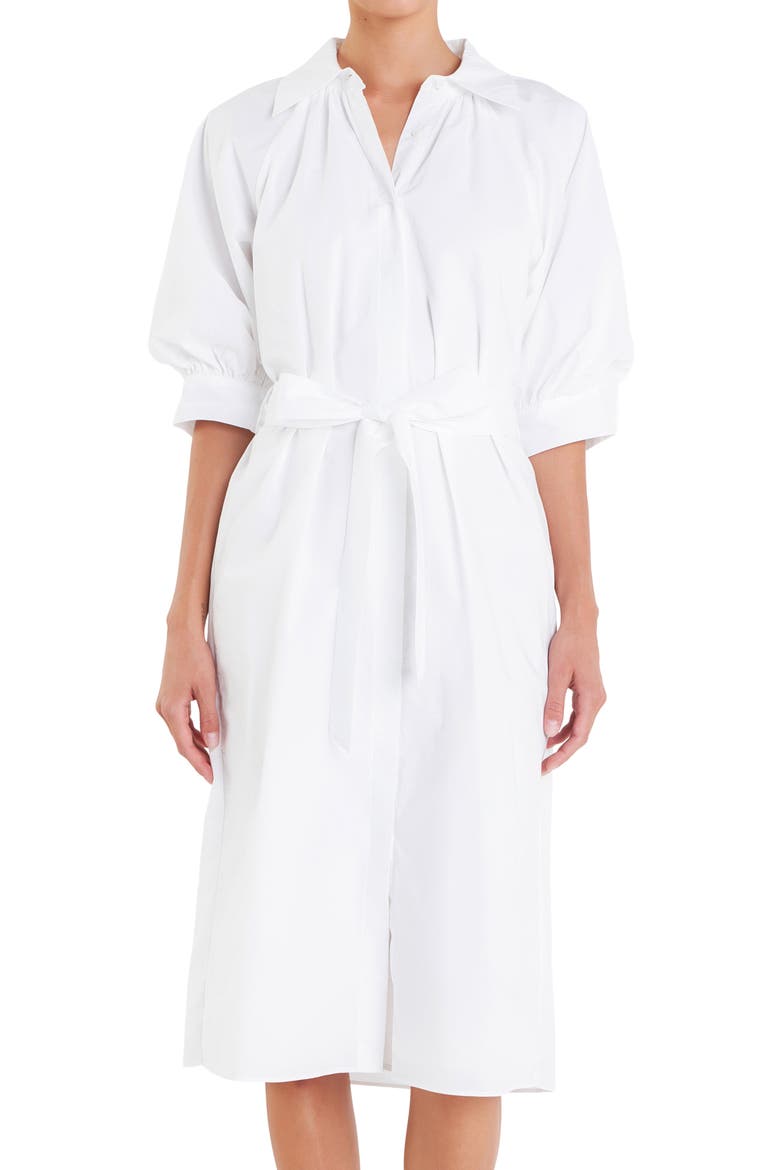 Tie Belt Shirtdress, Alternate, color, WHITE