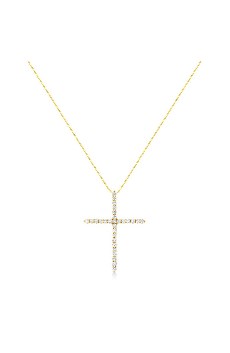 Haus of Brilliance 10K Yellow Gold Plated Silver 3.0 Cttw Diamond Cross 18" Pendant Necklace, Alternate, color, Yellow